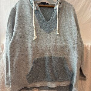 Ocean Drive Men's V-Neck Hooded Knit Sweater in Heather Gray